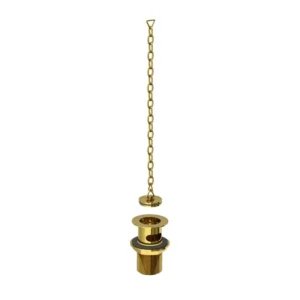 Lefroy Brooks Basin Waste Kit With Brass Plug & Oval Chain - Antique Gold