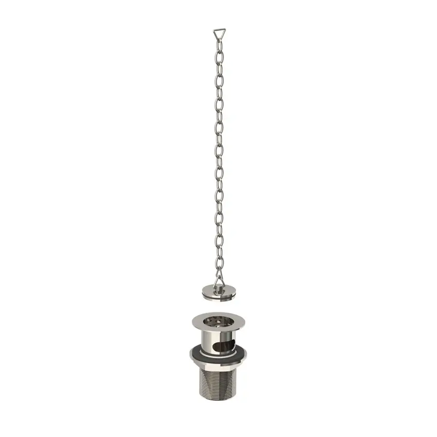 Lefroy Brooks Basin Waste Kit With Brass Plug & Oval Chain - Silver Nickel