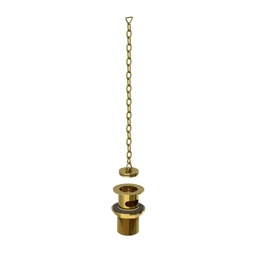 Lefroy Brooks Basin Waste Kit With Brass Plug & Oval Chain - Polished Brass