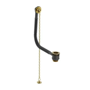 Lefroy Brooks Bath Waste Kit With Brass Plug & Oval Chain - Antique Gold