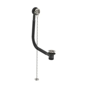 Lefroy Brooks Bath Waste Kit With Stowaway Brass Plug & Oval Chain - Silver Nickel