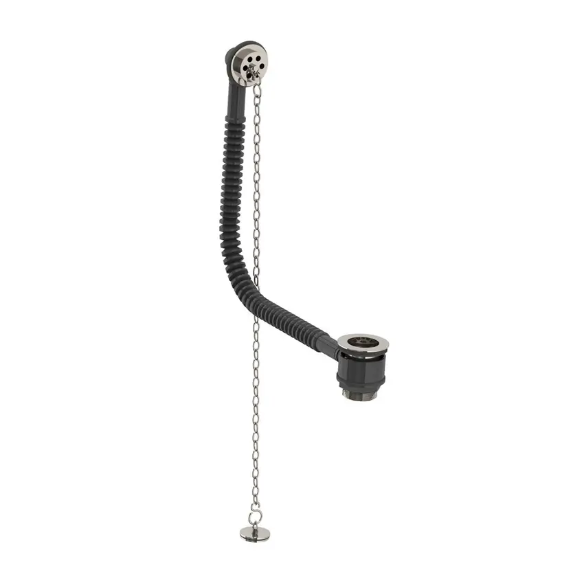 Lefroy Brooks Bath Waste Kit With Brass Plug & Oval Chain - Silver Nickel