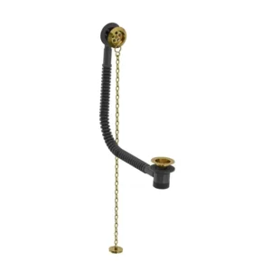 Lefroy Brooks Bath Waste Kit With Stowaway Brass Plug & Oval Chain - Polished Brass