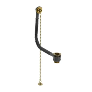 Lefroy Brooks Bath Waste Kit With Brass Plug & Oval Chain - Polished Brass