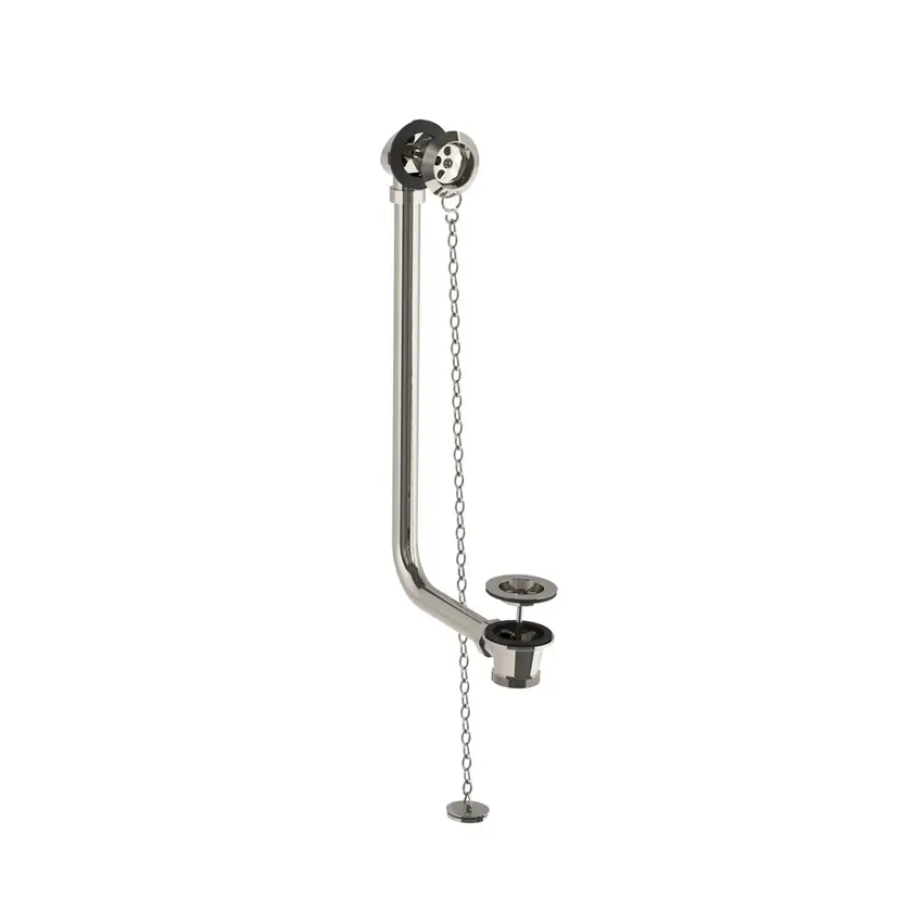Lefroy Brooks Exposed Bath Waste With Brass Overflow Pipe - Silver Nickel