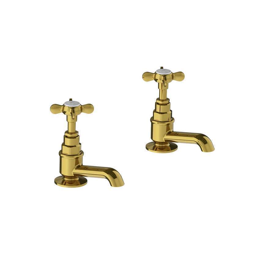 Lefroy Brooks Classic Basin Pillar Taps - Antique Gold
