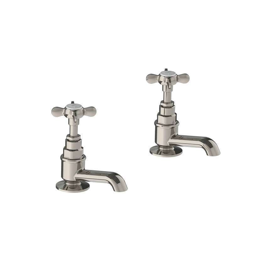 Lefroy Brooks Classic Basin Pillar Taps - Silver Nickel