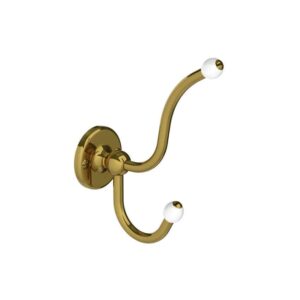 Lefroy Brooks Classic Double Robe Hook - Polished Brass