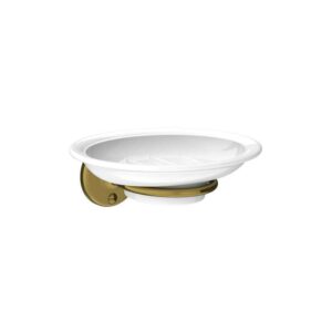 Lefroy Brooks Edwardian China Soap Dish - Polished Brass