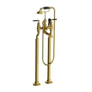 Lefroy Brooks Mackintosh Bath Shower Mixer With Levers & Standpipes - Antique Gold
