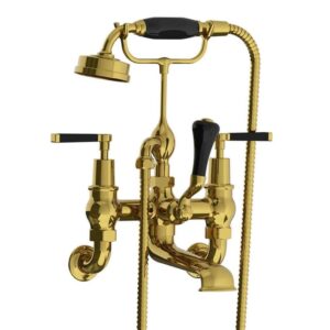 Lefroy Brooks Mackintosh Bath Shower Mixer With Levers - Antique Gold