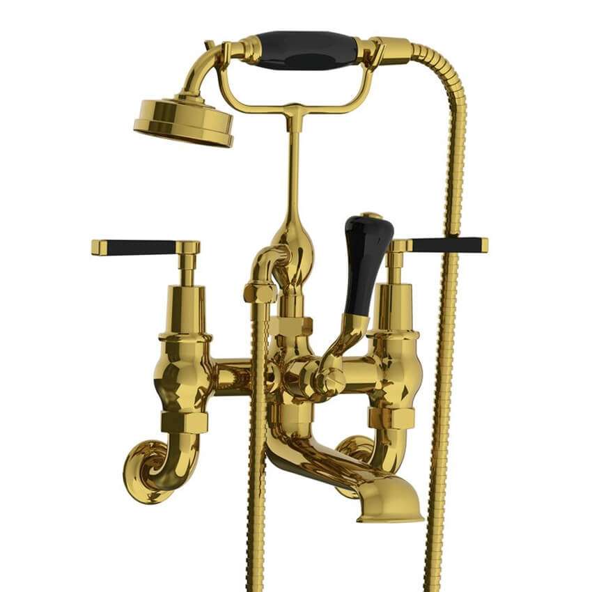 Lefroy Brooks Mackintosh Bath Shower Mixer With Levers - Antique Gold