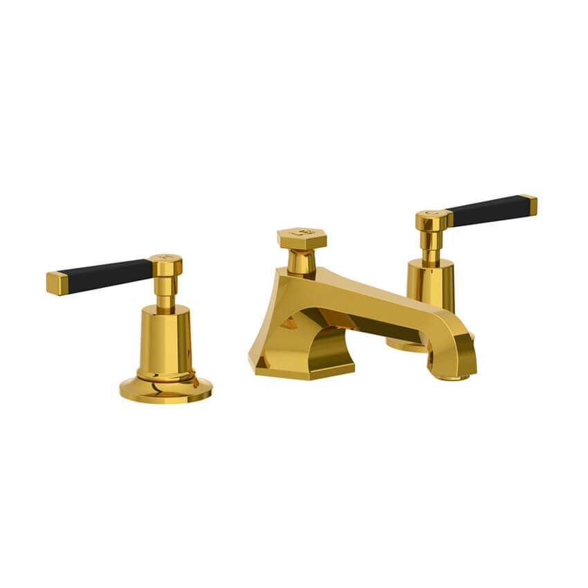 Lefroy Brooks Mackintosh Basin Mixer With Black Levers - Antique Gold