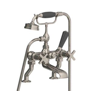 Lefroy Brooks Mackintosh Bath Shower Mixer With Cross Handles - Silver Nickel