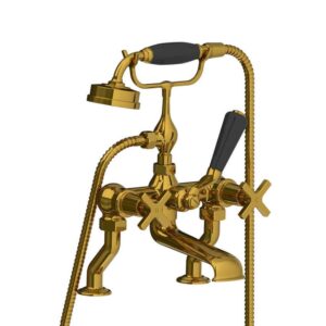 Lefroy Brooks Mackintosh Bath Shower Mixer With Cross Handles - Polished Brass