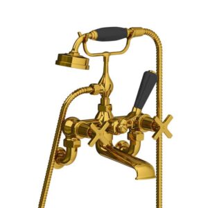 Lefroy Brooks Mackintosh Bath Shower Mixer With Cross Handles - Antique Gold