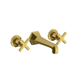 Lefroy Brooks Mackintosh Wall Mounted Basin Mixer With Cross Handles - Antique Gold