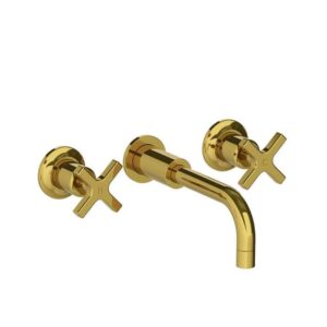 Lefroy Brooks Zu Wall Mounted Basin Mixer With Mackintosh Cross Handles - Antique Gold