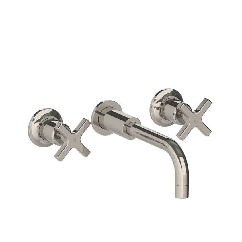 Lefroy Brooks Zu Wall Mounted Basin Mixer With Mackintosh Cross Handles - Silver Nickel