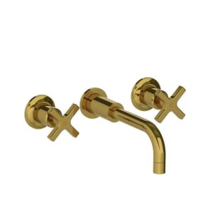 Lefroy Brooks Zu Wall Mounted Basin Mixer With Mackintosh Cross Handles - Polished Brass