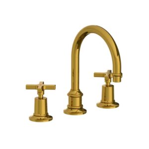 Lefroy Brooks Mackintosh Tubular Basin Mixer With Cross Handles - Polished Brass