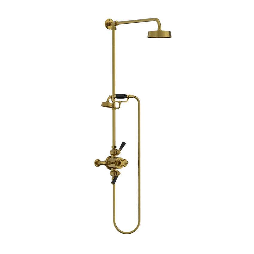 Lefroy Brooks Mackintosh Dual Thermostatic Valve With Riser - Antique Gold