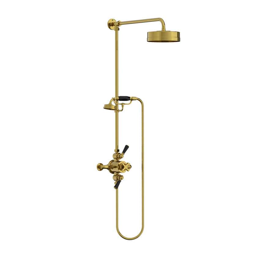 Lefroy Brooks Mackintosh Dual Thermostatic Valve With Riser - Antique Gold