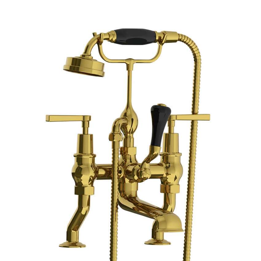Lefroy Brooks Mackintosh Bath Shower Mixer With Levers - Antique Gold