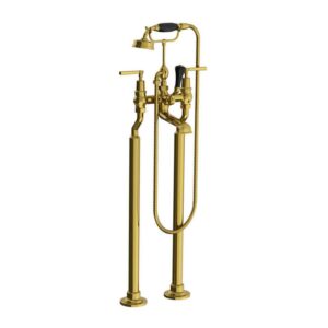 Lefroy Brooks Mackintosh Bath Shower Mixer With Levers & Standpipes - Antique Gold