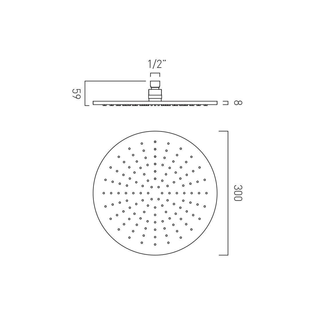 Vado Single Function Easy Clean Round Shower Head 300mm (12") Brushed Nickel - Image 3
