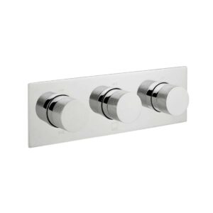 Vado Tablet Knurled Horizontal Concealed 3 Outlet Thermostatic Valve, Chrome