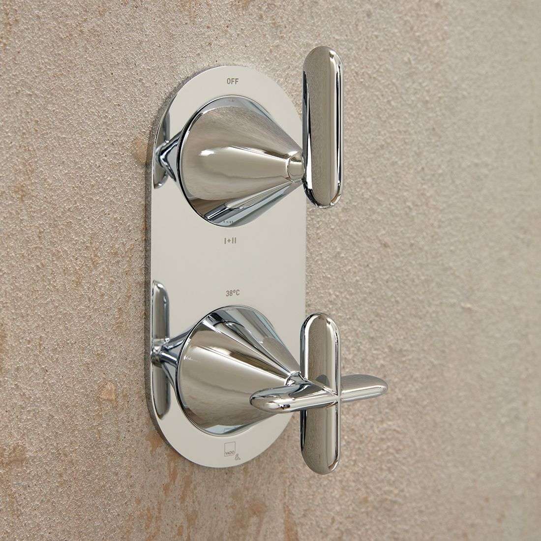 Vado Arrondi Tablet 2 Outlet 2 Handle Concealed Thermostatic Valve Vertical