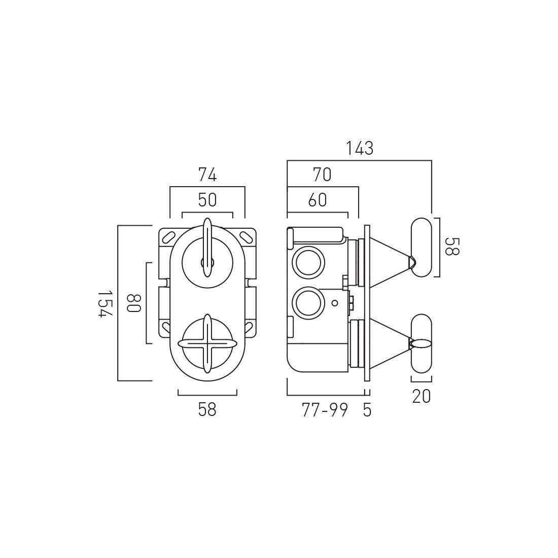 Vado Arrondi Tablet 2 Outlet 2 Handle Concealed Thermostatic Valve Vertical - Image 3