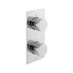 Vado Tablet Knurled Vertical Concealed 2 Outlet Thermostatic Valve, Chrome