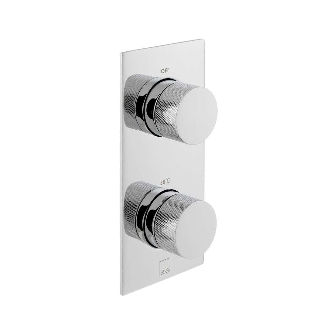 Vado Tablet Knurled Vertical Concealed 2 Outlet Thermostatic Valve, Chrome