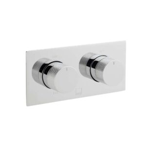 Vado Tablet Knurled Horizontal Concealed 2 Outlet Thermostatic Valve, Chrome