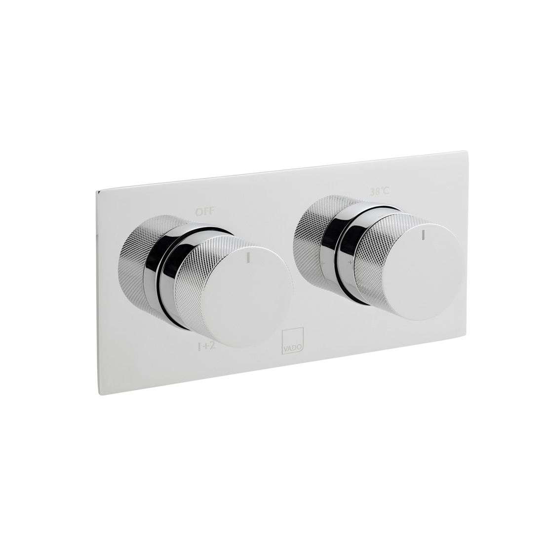 Vado Tablet Knurled Horizontal Concealed 2 Outlet Thermostatic Valve, Chrome