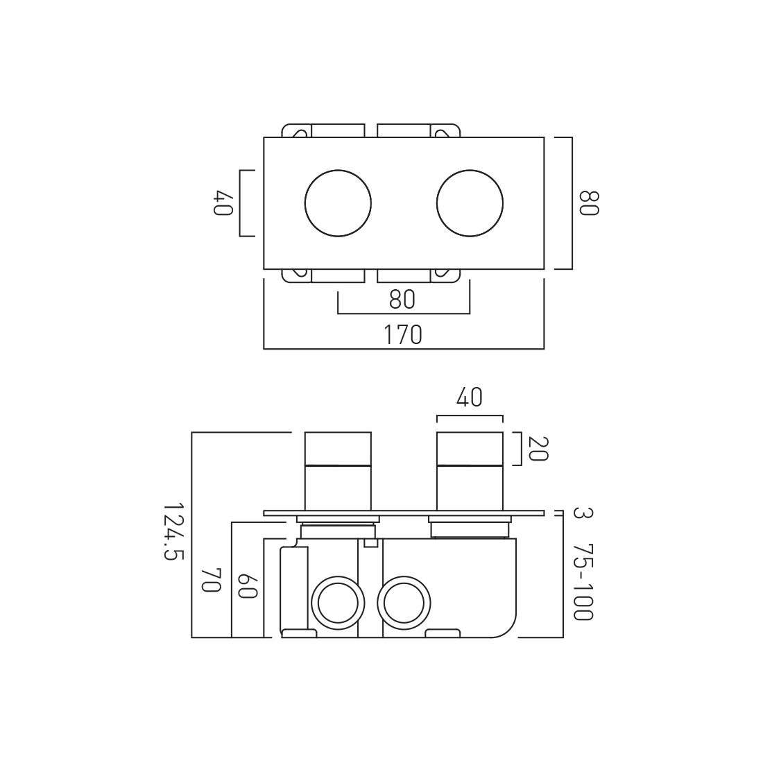 Vado Tablet Omika 2 Outlet Horizontal Concealed Thermostatic Valve, Chrome - Image 2