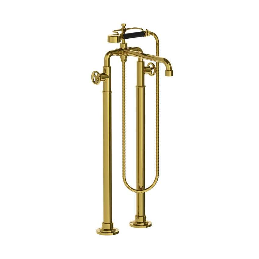 Lefroy Brooks Ten Ten Bath Shower Mixer With Handwheels On Standpipes - Antique Gold