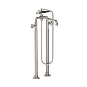 Lefroy Brooks Ten Ten Bath Shower Mixer With Handwheels On Standpipes - Silver Nickel