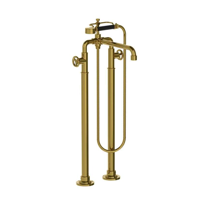 Lefroy Brooks Ten Ten Bath Shower Mixer With Handwheels On Standpipes - Polished Brass
