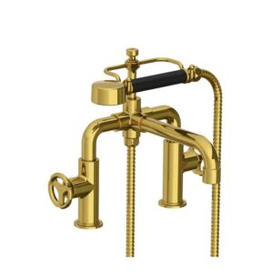 Lefroy Brooks Ten Ten Bath Shower Mixer With Handwheels - Antique Gold