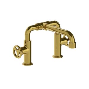 Lefroy Brooks Ten Ten Bath Bridge Mixer With Handwheels - Antique Gold