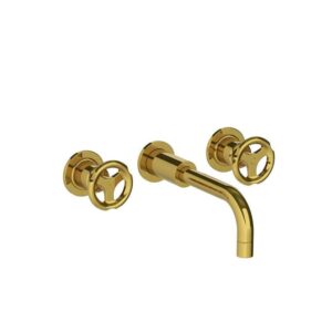 Lefroy Brooks Ten Ten Wall Mounted Basin Mixer With Handwheels - Antique Gold