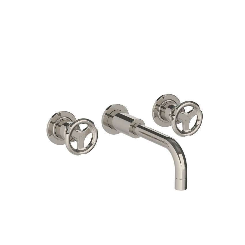 Lefroy Brooks Ten Ten Wall Mounted Basin Mixer With Handwheels - Silver Nickel