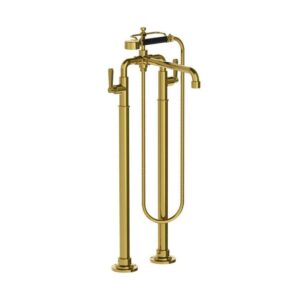 Lefroy Brooks Ten Ten Bath Shower Mixer With Levers On Standpipes - Antique Gold