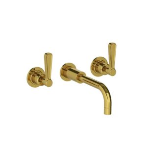 Lefroy Brooks Ten Ten Wall Mounted Basin Mixer With Levers - Antique Gold