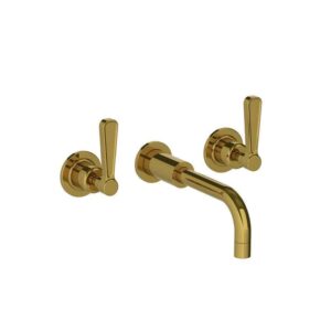 Lefroy Brooks Ten Ten Wall Mounted Basin Mixer With Levers - Polished Brass