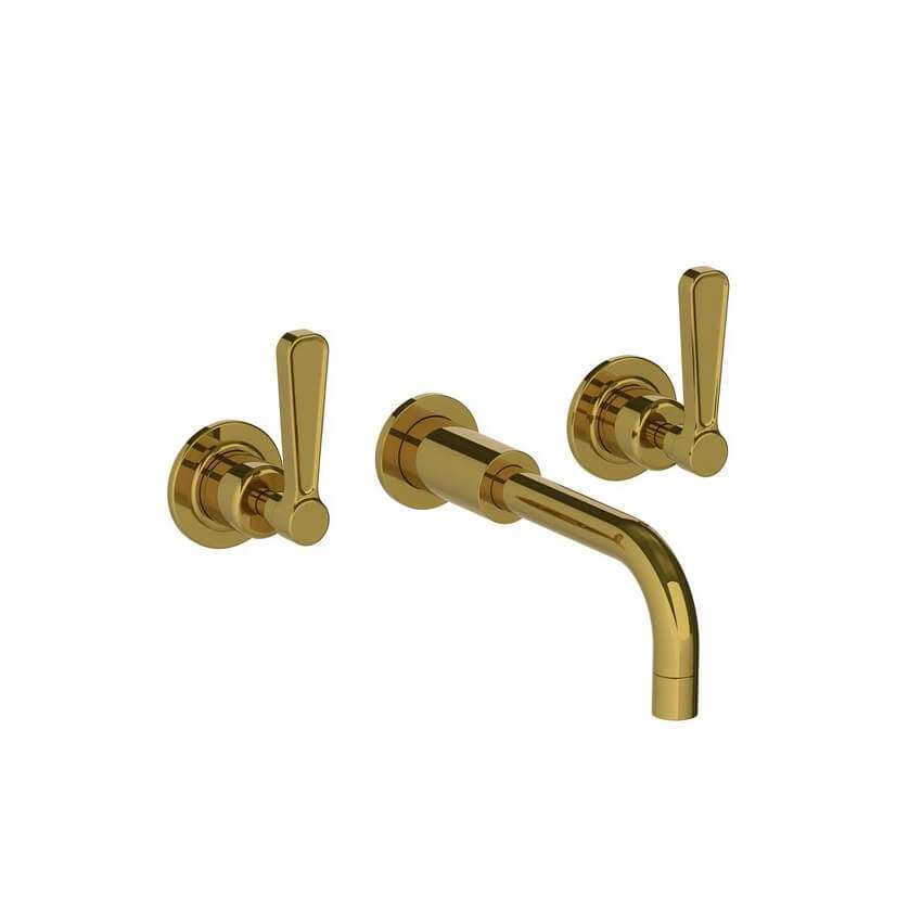 Lefroy Brooks Ten Ten Wall Mounted Basin Mixer With Levers - Polished Brass