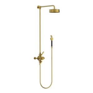Lefroy Brooks Ten Ten Dual Thermostatic Valve With Riser - Antique Gold